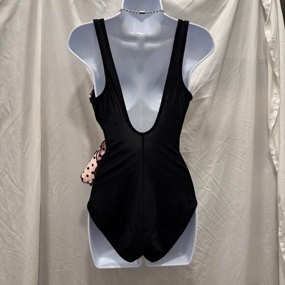 Vintage Polka Dot Wrap Swimsuit Longitude One Piece Pinup Size 8 - Picture 7 of 8